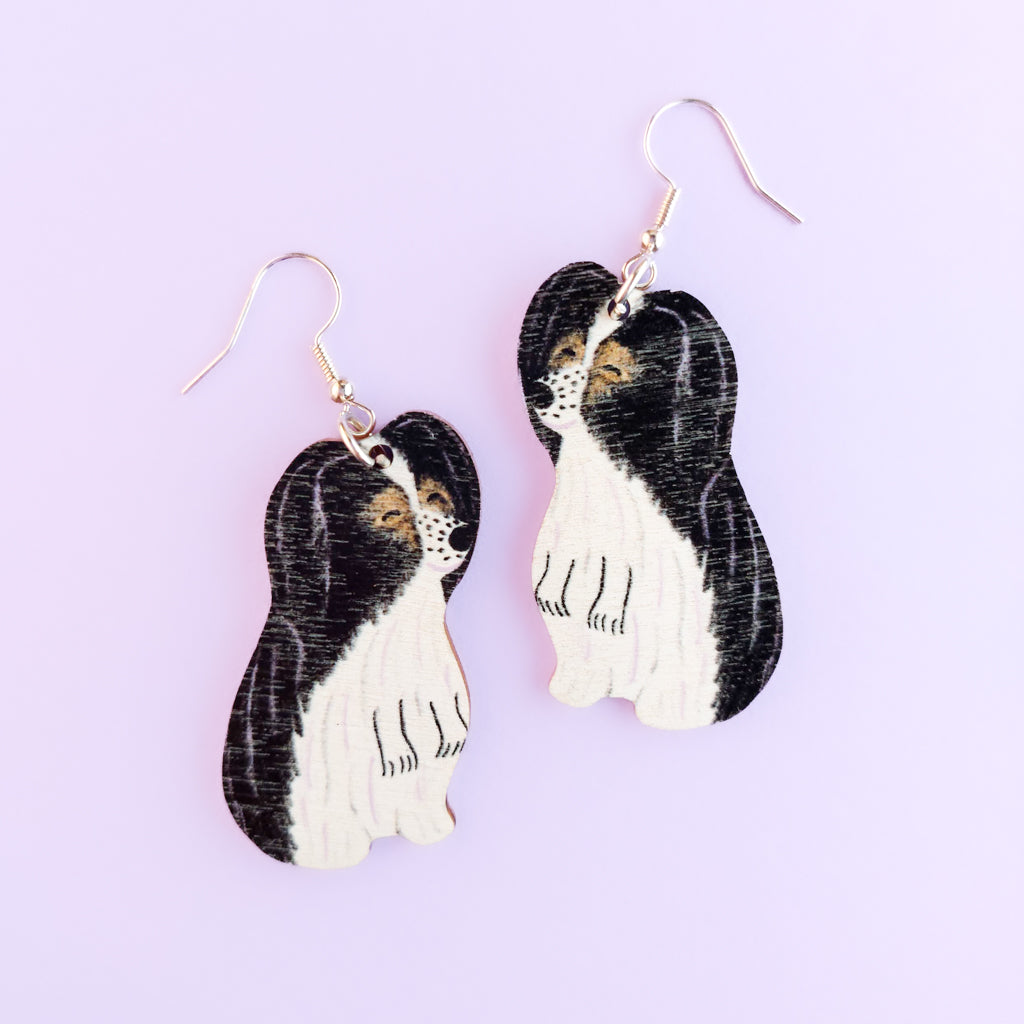 Phalène dog - plywood earrings