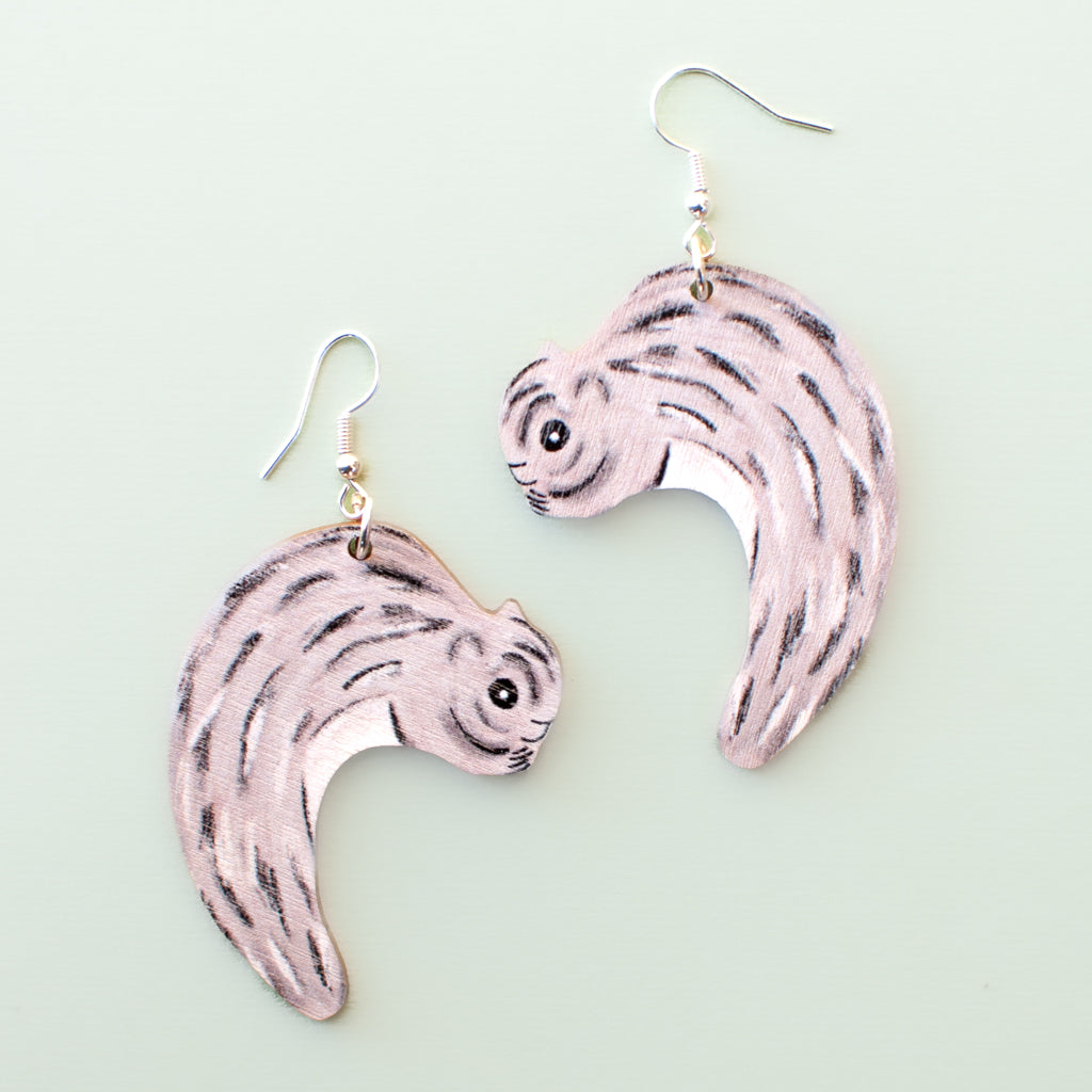 Flying squirrel - plywood earrings