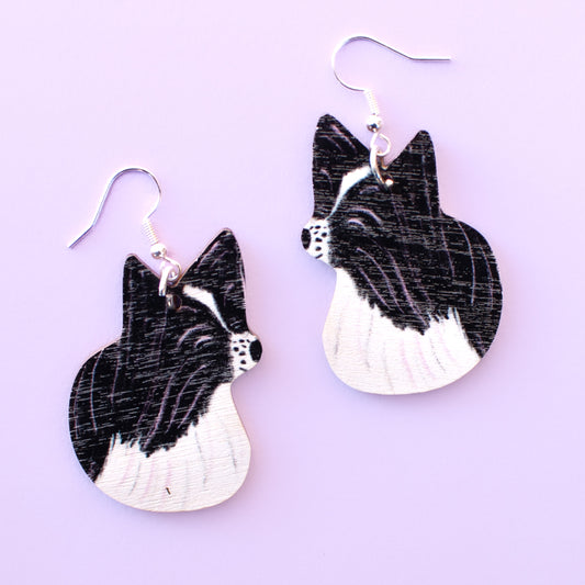 Papillon dog - plywood earrings