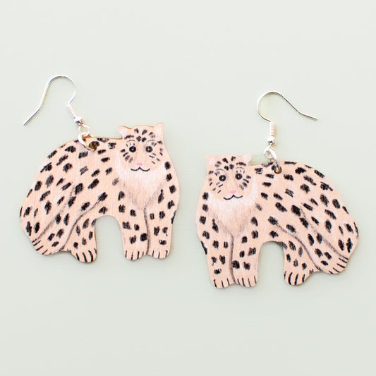 Snow leopard - plywood earrings